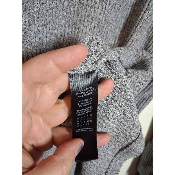 White House Black Market Knit Sweater Blouse Boho Business Casual Gray Sz Large - Picture 5 of 5
